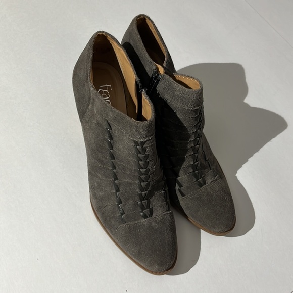 Franco Sarto Dimona Leather Booties Boots Shoes sz 8 Womens Gray Brown Fall NEW - Picture 3 of 13